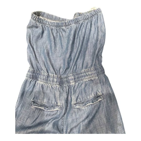 BANANA REPUBLIC DENIM CHAMBRAY STRAPLESS JOGGER ROMPER SIZE 2PETITE - Picture 8 of 16